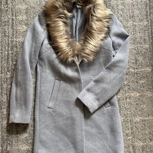 H&M Pea Coat with Faux Fur Collar